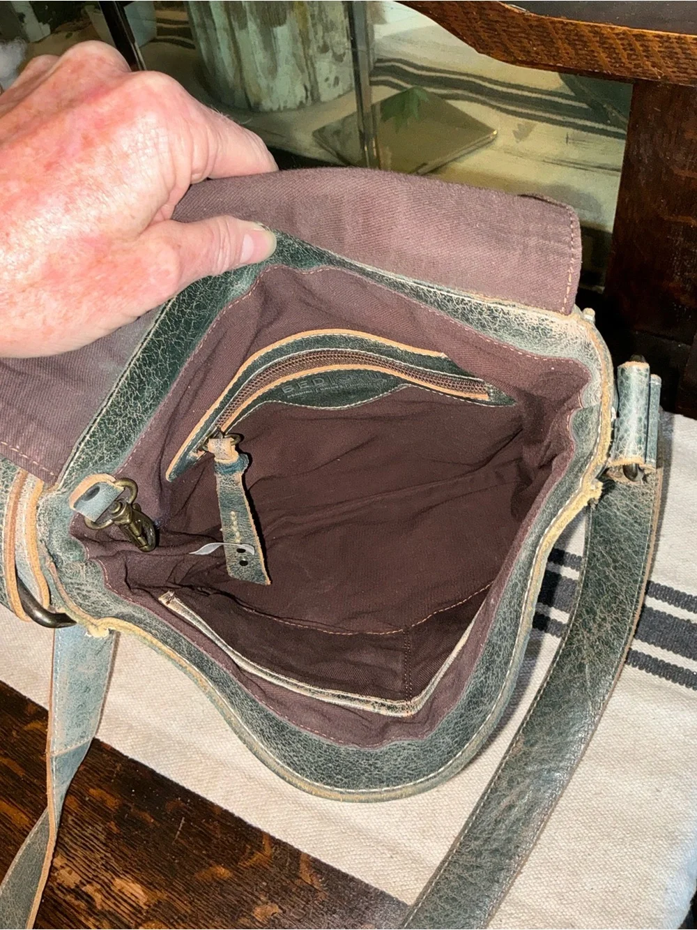Bed Stu Leather Venice Beach Crossbody Bag Dark Teal Lux Retail $240